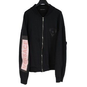 Versace Mens Medusa Logo Bomber Jacket Size XXL Black Cotton Make It Happen